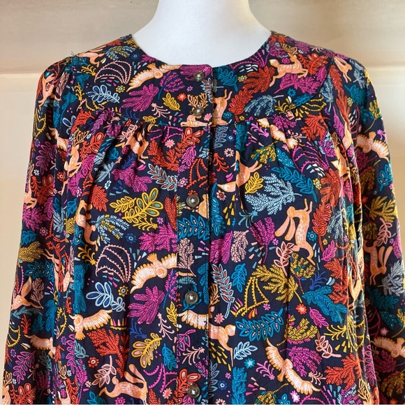 25 of 52 Conversations by Anthropologie Oh Deer Forest Friends Blouse size 6 - Picture 3 of 8